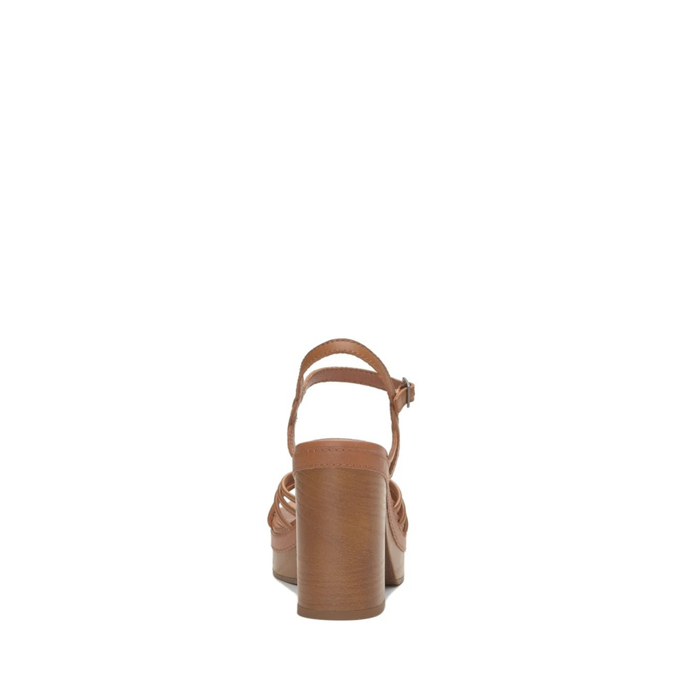Lucky Brand Cognac Brown Retro Chic Classic Wooden Platform Sandals SZ 9.5 M - Picture 4 of 16